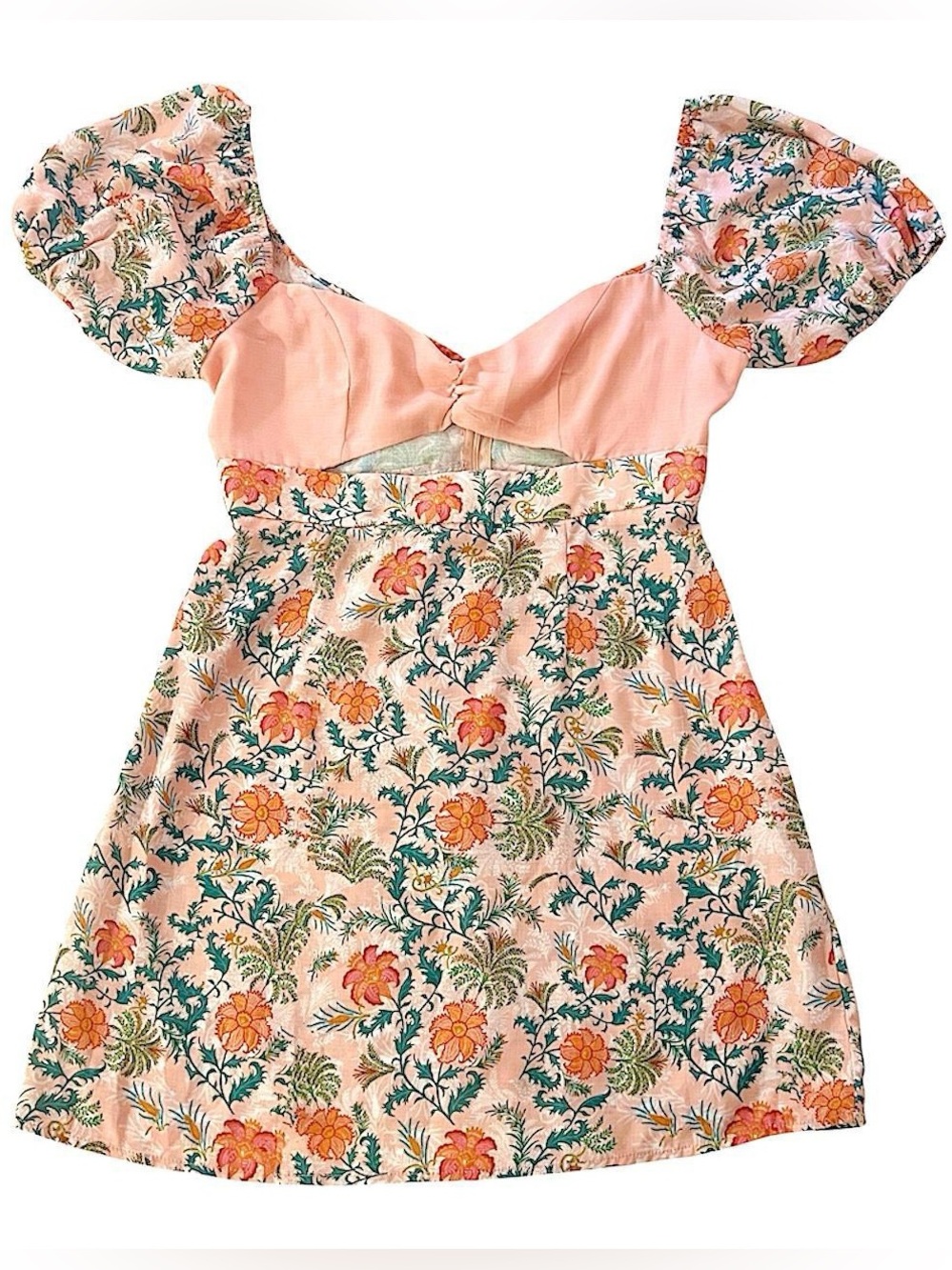 orange floral mini dress
